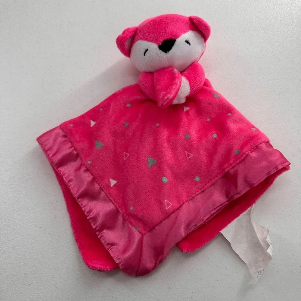 Nuby Hot‎ Pink Fox Baby Lovey Plush Security Blanket 14